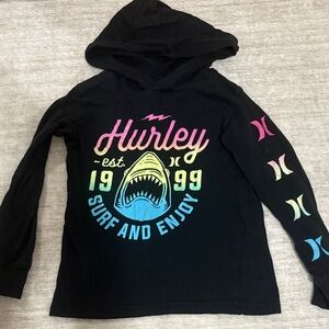 Hurley Black Kids Hoodie with Rainbow Shark Graphic